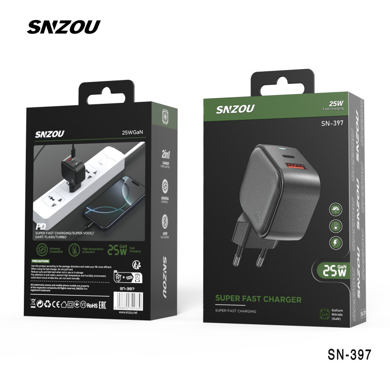 راس شاحن سنزو 25 واط جان USB+PD SN-397